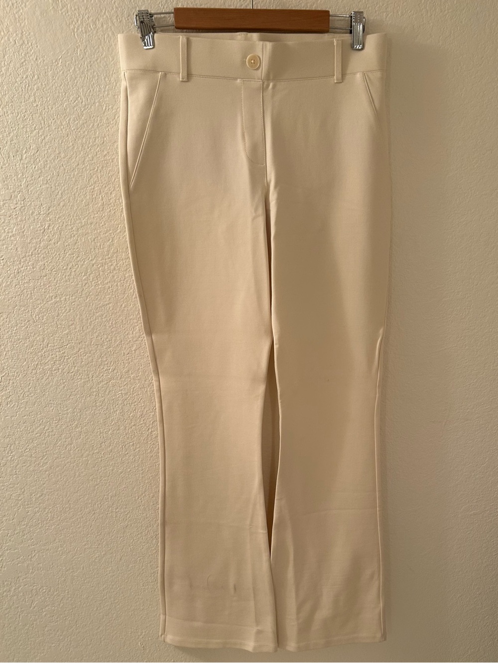 Betabrand Cream Straight-Leg Pants